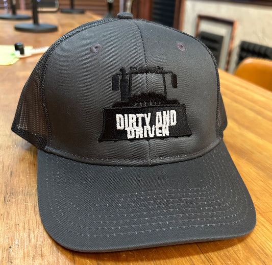 DIRTY AND DRIVEN HAT- Gray, Gray Mesh, Black Logo w/ White Lettering