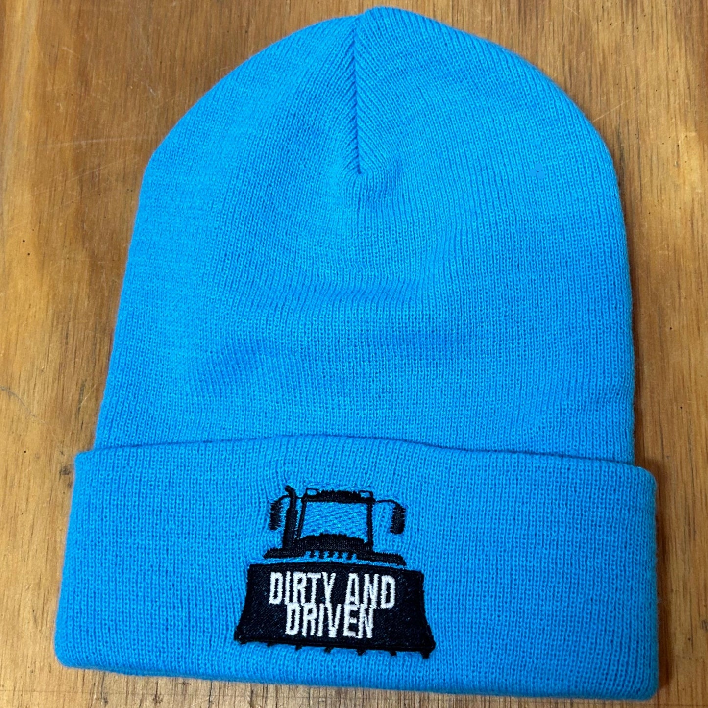 DIRTY AND DRIVEN Beanie- Aqua Blue with Black Logo